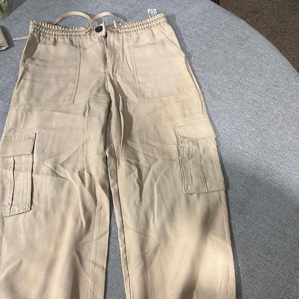Zara Tan Cargo Pants Straight-Legged